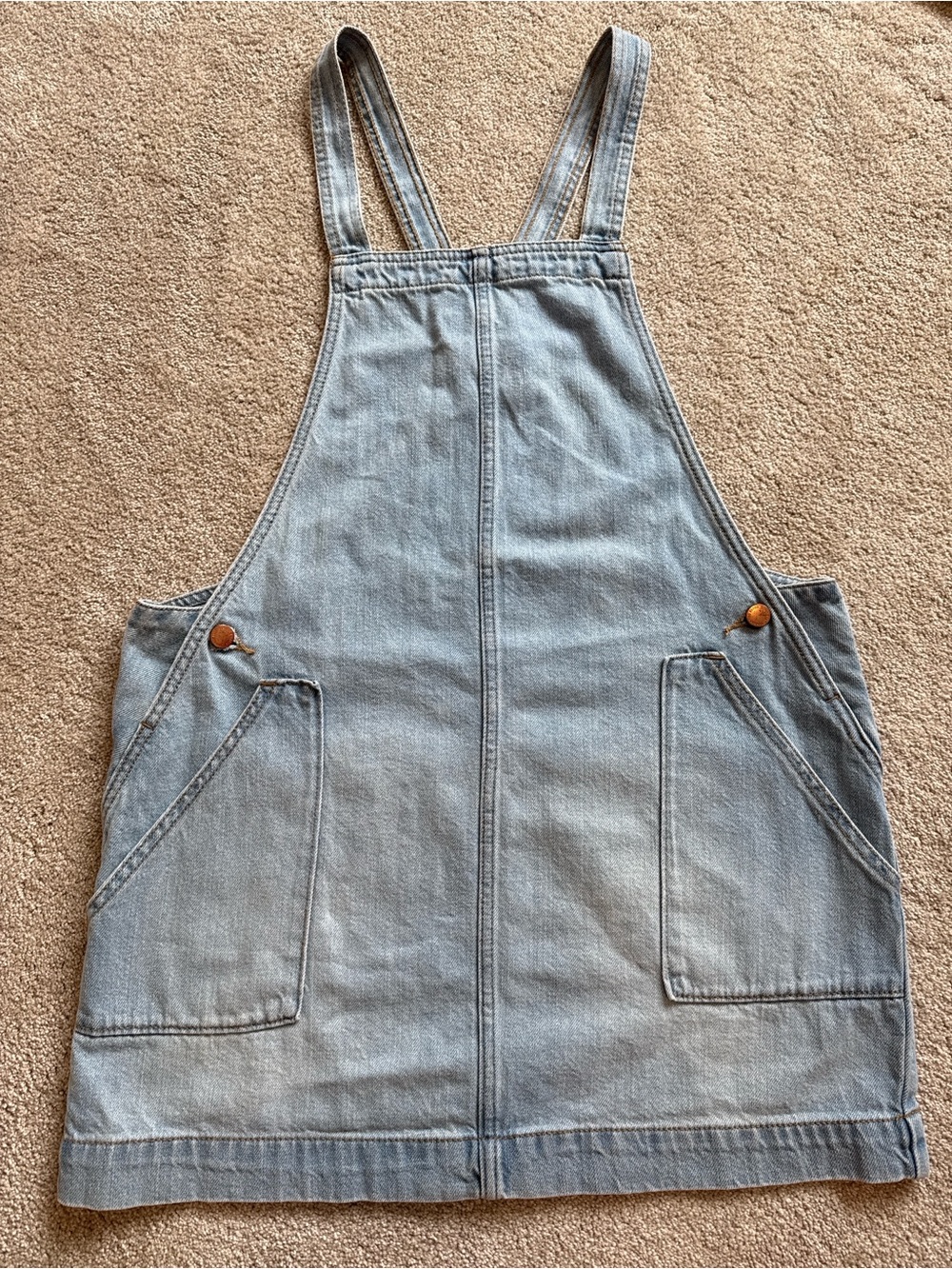 Universal Thread Denim Overall Dress Medium Pinafore Light Wash Pocket Mini - Picture 2 of 5